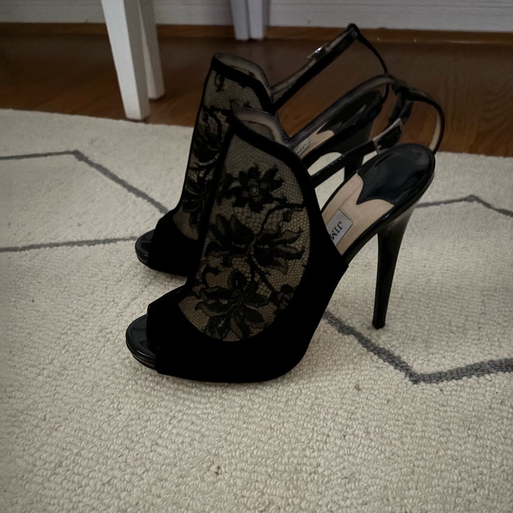 Jimmy Choo Black Floral Lace Heels